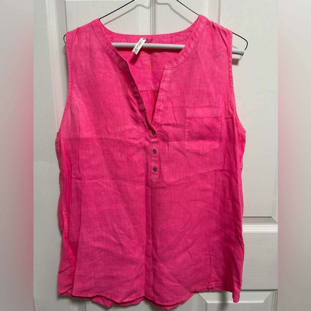 Lilly Pulitzer Women's Pink Sleeveless Top 100%Linen